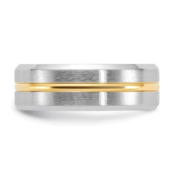 Chisel Cobalt Brushed & Polished Yellow IP-plated Center Beveled Edge 8mm Band - Picture 9 of 9